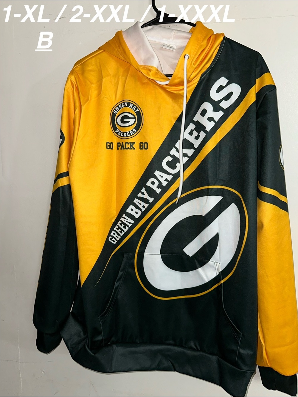 Men's Yellow and Black Pullover Hoodie- Greenbay packers